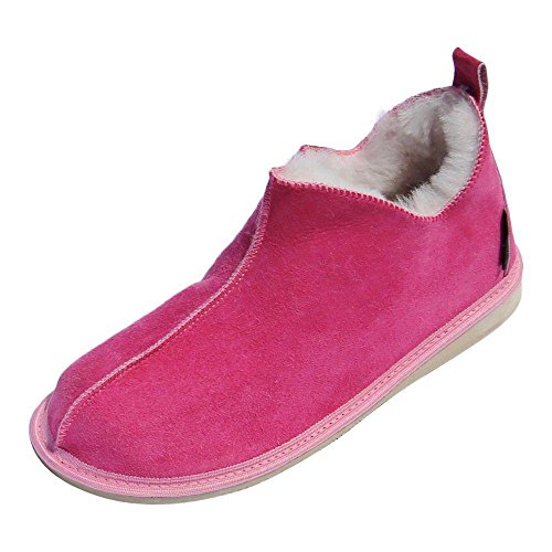 Hollert Lammfell Hausschuhe Cinderella Fellschuhe Premium Damenschuhe aus 100% Merino Schaffell Größe EUR 37, Farbe Pink von Hollert