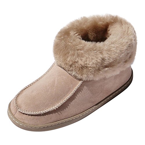 Hollert Lammfell Hausschuhe EWA Premium Damen Fellschuhe aus 100% Merino Schaffell Größe EUR 42, Farbe Braun von Hollert