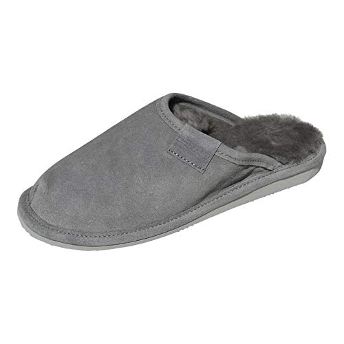 Lammfell Hausschuhe Frau Holle Premium Damen Fellschuhe aus 100% Merino Schaffell Größe EUR 37, Farbe Grau von Hollert