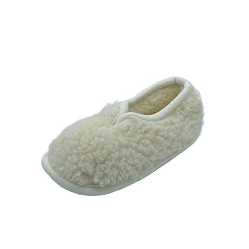Hollert Damen Hausschuhe aus Merinowolle Foggia warme Hüttenschuhe aus Schafwolle Schuhgröße 40, Farbe Weiß von Hollert