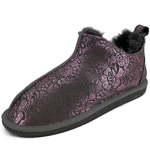 Hollert Damen Lammfell Hausschuhe Angel Fellschuhe Halbschuhe echtes Merino Schaffell weich bequem kuschelig Echtleder Schuhgröße 38, Farbe Rosa von Hollert