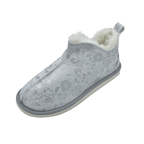 Hollert Damen Lammfell Hausschuhe Angel Silber Fellschuhe Halbschuhe echtes Merino Schaffell weich bequem Schuhgröße EUR 37 von Hollert