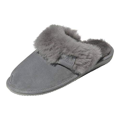 Hollert Damen Lammfell Hausschuhe Malibu GRAU Pantoffeln Wohlgefühl - warm, atmungsaktiv 100% Merino Schaffell Echtleder Schuhgröße EUR 38 von Hollert