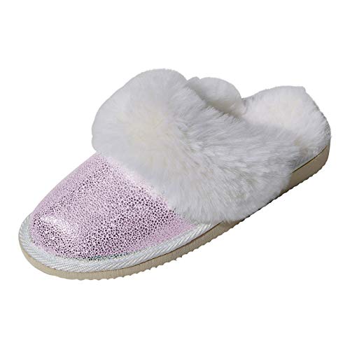 Hollert Damen Lammfell Hausschuhe Malibu Glitzer Pantoffeln Fellschuhe Puschen Pantoletten Slipper echt Merino Schaffell warm atmungsaktiv bequem Schuhgröße 38, Farbe Rosa von Hollert