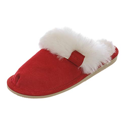 Hollert Damen Lammfell Hausschuhe Malibu Puschen Fellschuhe aus echten Merino Lammfell kuschelig warm versch. Farben Schuhgröße EUR 38, Farbe Rot von Hollert