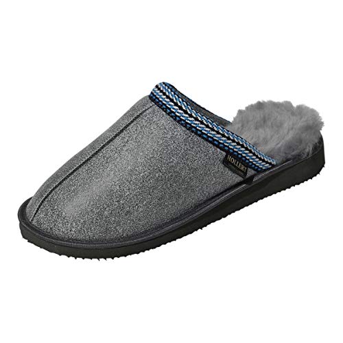 Hollert Damen Lammfell Hausschuhe Mexiko Puschen Pantoffeln Schlappen echtes Merino Schaffell Echtleder atmungsaktiv warm kuschelig versch. Farben Schuhgröße 36, Farbe Grau von Hollert