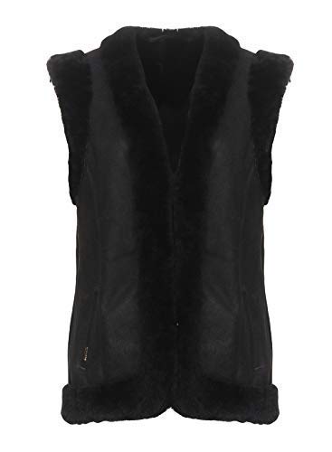 Hollert Damen Lammfellweste Heidi Schwarz aus 100% Merino Schaffell Outdoor Weste Echtleder Veloursleder Winter warm ärmellose Jacke Größe M von Hollert