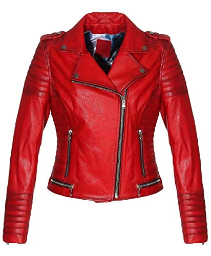 Hollert Damen Lederjacke GRAZA Lammnappa Echtlederjacke Bikerjacke Übergangsjacke versch, Farben Größe S, Farbe Rot von Hollert