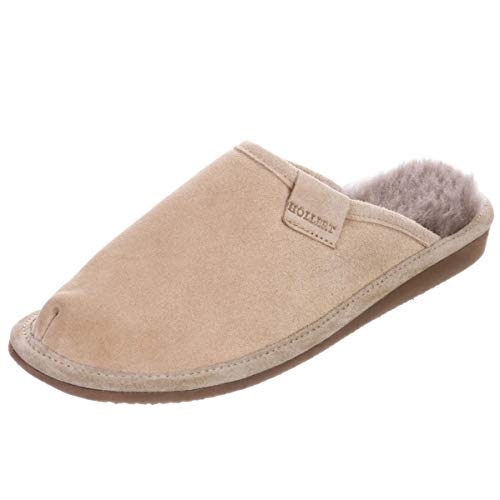 Hollert Damen Merino Lammfell Hausschuhe Frau Holle BEIGE Pantoffeln 100% Merino Schaffell Echtleder für Wohlgefühl - warm, atmungsaktiv Schuhgröße EUR 37 von Hollert