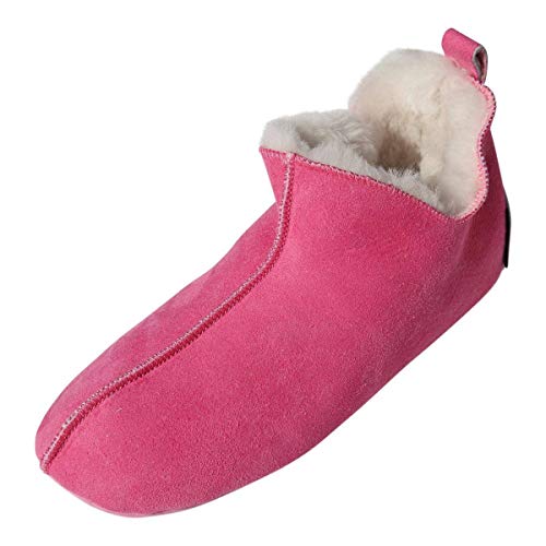 Hollert Damen & Herren Lammfell Hausschuhe Bali PINK100% Merino Schaffell Fellschuhe Bettschuhe weiche Ledersohle Hüttenschuhe Mokkasin atmungsaktiv Schuhgröße EUR 37 von Hollert