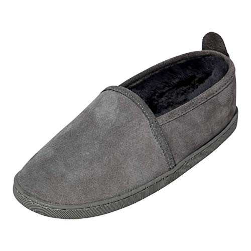 Hollert Damen & Herren Lammfell Hausschuhe Hubert GRAU Fellschuhe 100% Merino Schaffell Echtleder Gummisohle warm atmungsaktiv Schuhgröße EUR 38 von Hollert