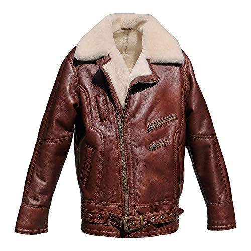 Hollert German Leather Fashion Lammfelljacke - VANDAMM Herren Lederjacke Felljacke Bikerjacke Größe 4XL, Farbe kastanienbraun von Hollert