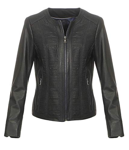 Hollert German Leather Fashion Lederjacke - PATI Damen Echtleder Jacke Bikerjacke Übergangsjacke Lammnappa Leder Größe S, Farbe Schwarz von Hollert