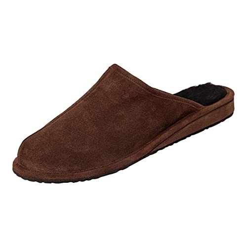 Hollert Herren Lammfell Hausschuhe BODO BRAUN Pantoffeln 100% Merino Schaffell Echtleder Wohlgefühl atmungsaktiv Schuhgröße 41 von Hollert