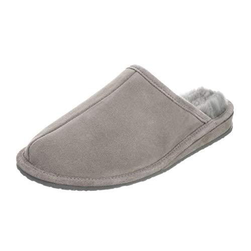 Hollert Herren Lammfell Hausschuhe Bodo Grau Pantoffeln aus echten Merino Schaffell Puschen Echtleder Größe 46 EU von Hollert