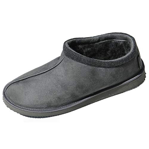 Hollert Herren Lammfell Hausschuhe Schäfer Jakob Halbschuhe Fellschuhe 100% Merino Schaffell atmungsaktiv warm Schuhgröße 42, Farbe Anthrazit von Hollert