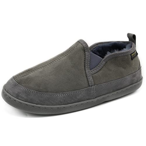 Hollert Herren Lammfell Hausschuhe VINCENT GRAU Fellschuhe echt Merino Schaffell warm und bequem Größe 43 EU von Hollert