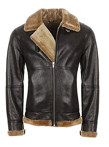 Hollert Herren Lammfelljacke Bomberjacke B9 Modell 2 BRAUN Winterjacke 100% Merino Echtleder Schaffell Fliegerjacke Größe XL von Hollert