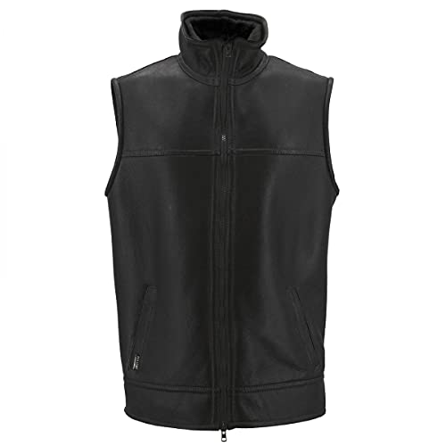 Hollert Herren Lammfellweste Luca Fellweste Echtleder Merino Schaffell Jagdweste warme Outdoorweste Winterweste Größe 3XL, Farbe Schwarz von Hollert