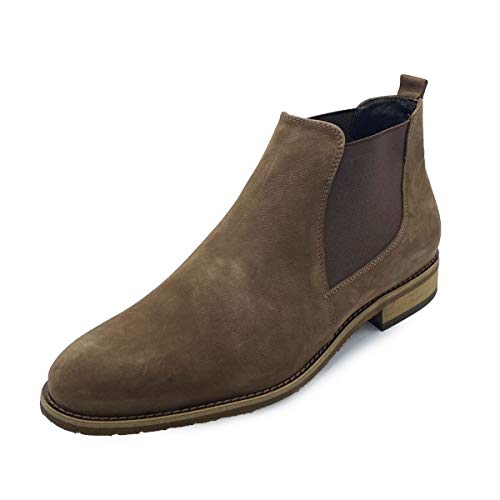 Hollert Herren Stiefelette Chelsea Boots Modell 702 Stiefel Veloursleder Classic Schuhe Schuhgröße 43, Farbe Khaki von Hollert