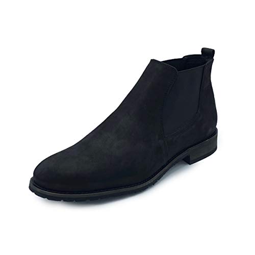 Hollert Herren Stiefelette Chelsea Boots Modell 702 Stiefel Veloursleder Classic Schuhe Schuhgröße 43, Farbe Schwarz von Hollert