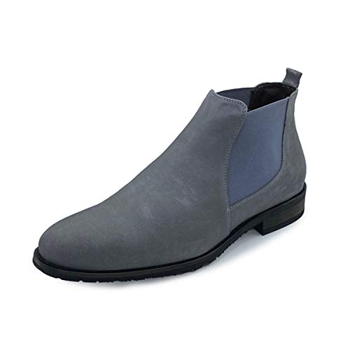 Hollert Herren Stiefelette Chelsea Boots Modell 702 Stiefel Veloursleder Classic Schuhe Schuhgröße 44, Farbe Grau von Hollert