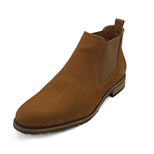 Hollert Herren Stiefelette Chelsea Boots Modell 702 Stiefel Veloursleder Classic Schuhe Schuhgröße 46, Farbe Camel von Hollert