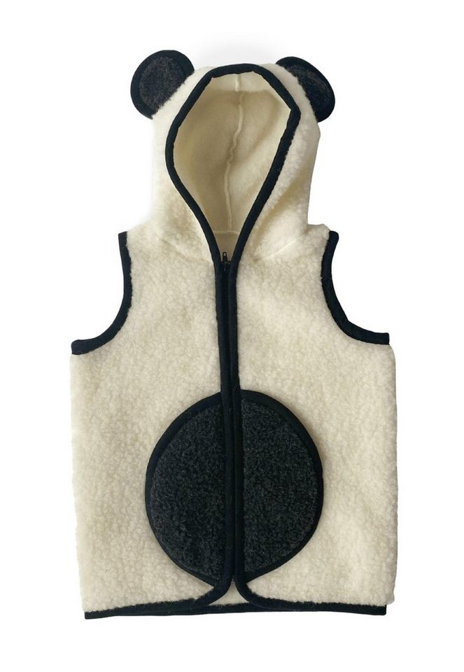 Hollert Kurzweste Unisex Kinder Wollweste Panda aus Merinowolle von Hollert