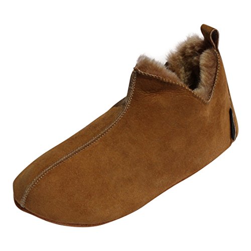 Hollert Lammfell Hausschuhe - Bali Fellschuhe Lederschuhe Bettschuhe Schuhgröße EUR 36, Farbe Cognac von Hollert