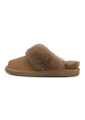 Hollert Lammfell Hausschuhe - Malibu MILCHKAFFEE warme Fellschuhe Puschen Echtleder Beige mit Schaffell gefüttert Schuhgröße EUR 37 von Hollert