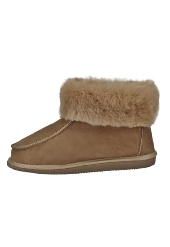 Hollert Lammfell Hausschuhe ZUGSPITZE BEIGE Premium Fellschuhe aus 100% Merino Schaffell Größe 42 EU von Hollert