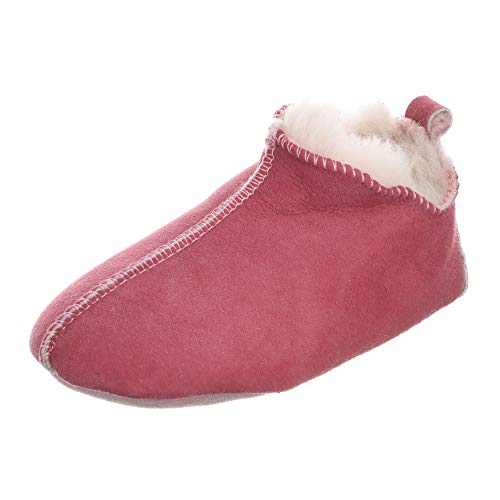 Hollert Lammfell Kinder Hausschuhe Bali Fellschuhe für Jungen & Mädchen mit weicher Sohle Puschen Schuhgröße EUR 35, Farbe Pink von Hollert