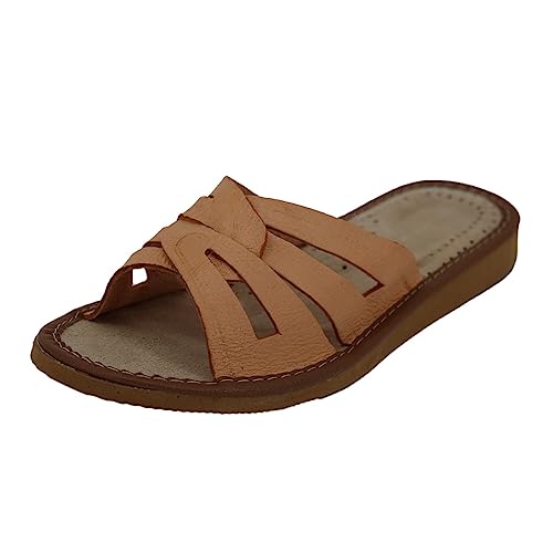 Hollert Leder-Pantoletten SOMMER MODELL 5 Braun Sandalen Pantoffeln Echtleder Slipper Slides Schuhgröße EUR 40 von Hollert