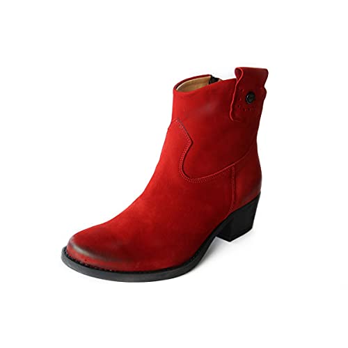 Hollert Straßenschuhe NICKI Lammfell Stiefeletten Boots Winterschuhe Echtleder Velourleder Schuhgröße 39, Farbe Rot von Hollert