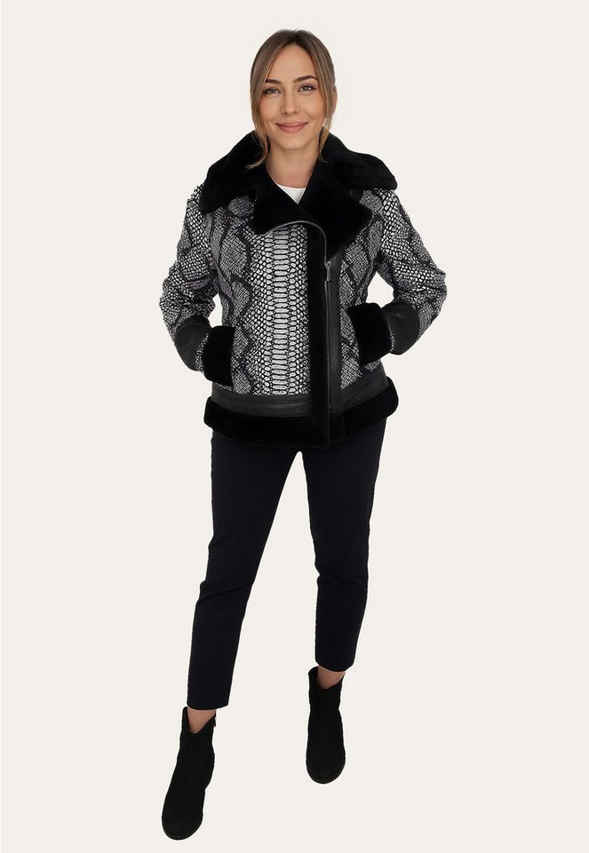 Hollert Winterjacke Damen Lammfelljacke Cosima im Schlangen-Design Winterjacke von Hollert