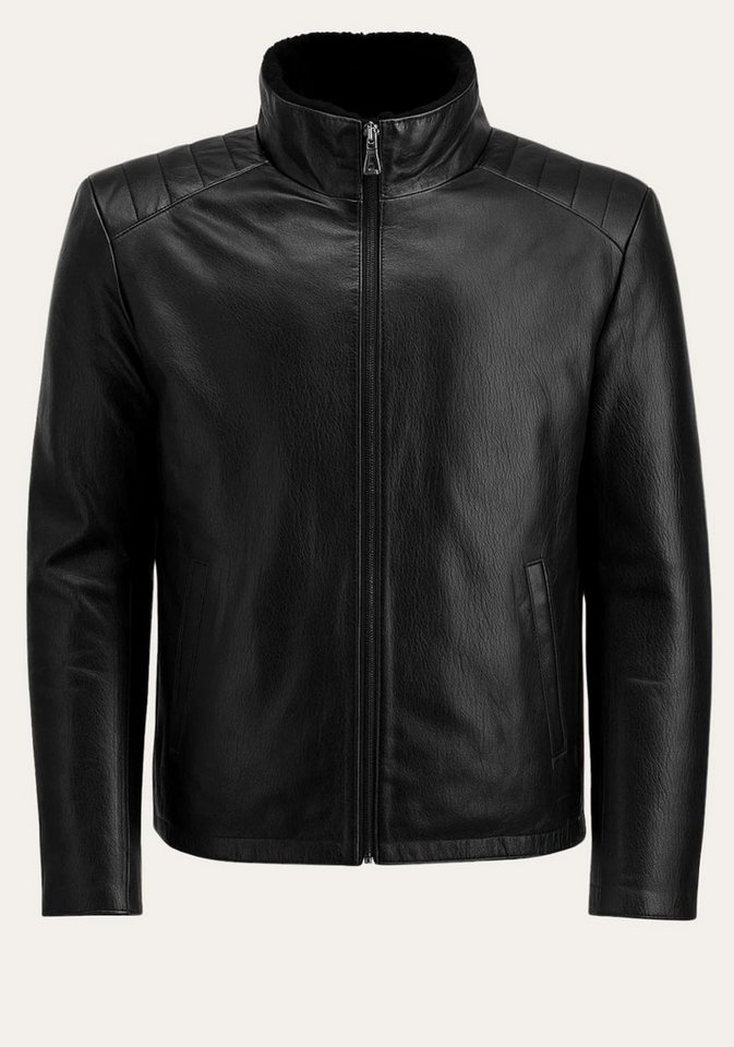 Hollert Winterjacke Jacke Victor - Edles Glattleder & Shearling Lammfell Schwarz von Hollert