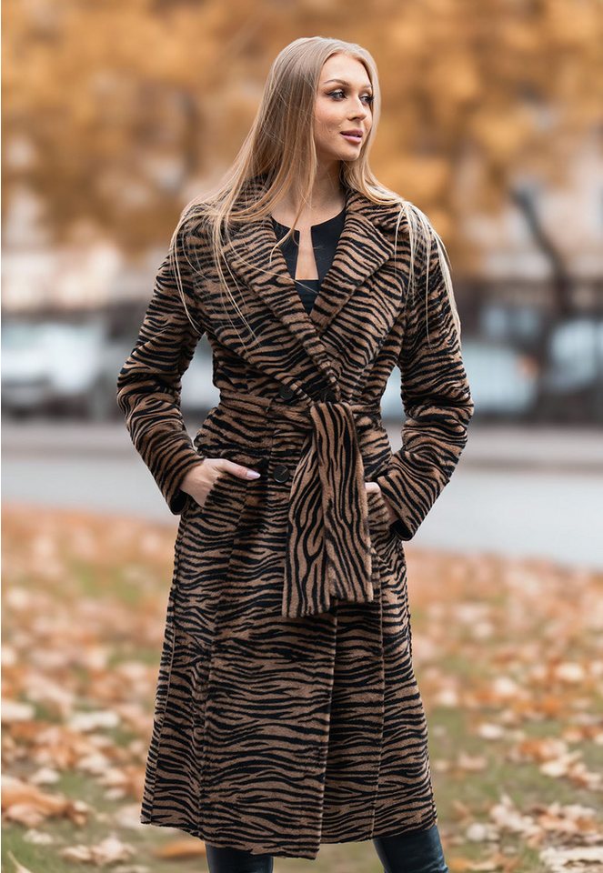 Hollert Wintermantel Damen Lammfellmantel Jade zum Wenden im Tiger-Look von Hollert