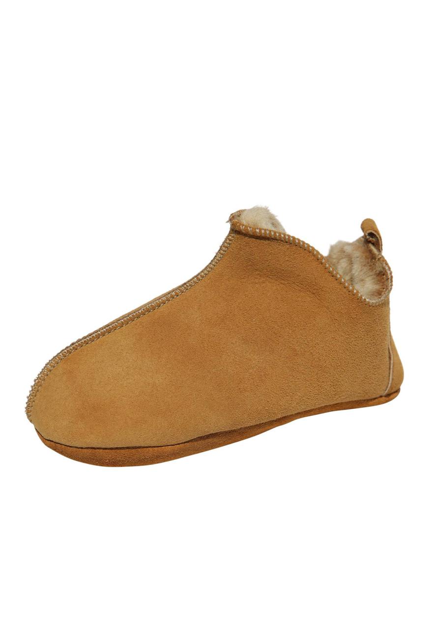 Lammfell Kinder Hausschuhe - BALI Cognac Schuhgröße: EUR 23/24 von Hollert