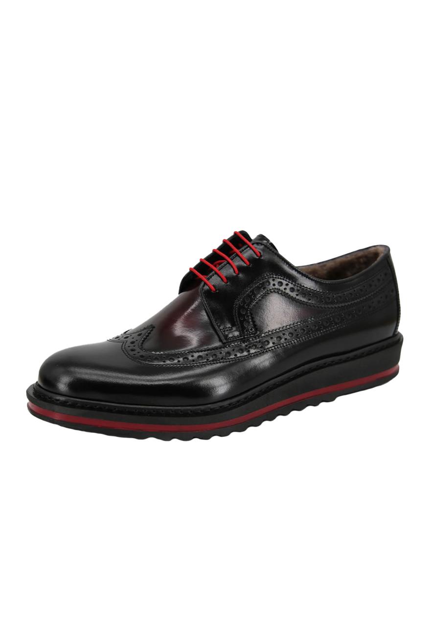 Lammfell Lederschuhe Modell ZP53 Schwarz/Rot Schuhgröße: EUR 41 von Hollert