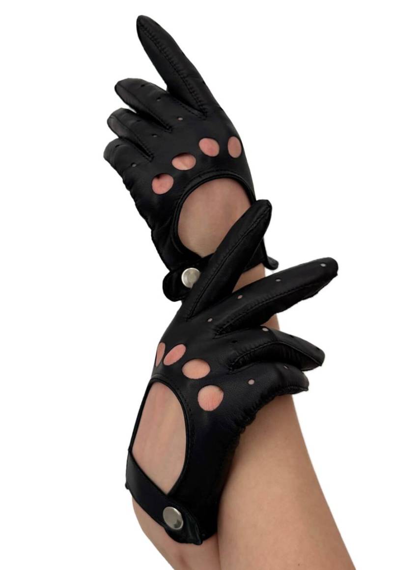 Leder Damen Autofahrerhandschuhe Farbe: Schwarz von Hollert