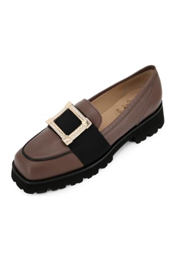 Loafer aus Leder Modell B-4997 Braun Bequeme Damen Slipper Echtleder Größe 41 EU von Hollert