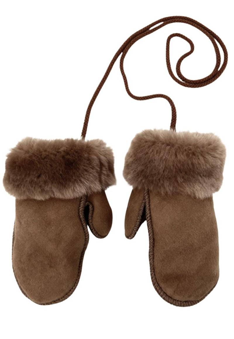 Merino Lammfell Kinder Fäustlinge mit Daumen - Beige (1-3 Jahre) von Hollert