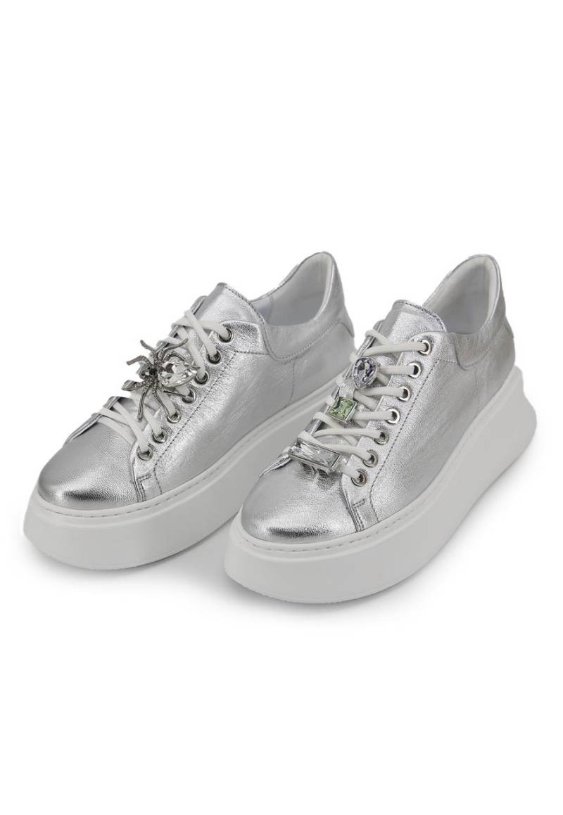 Plateau Sneaker aus Leder Modell 4918 Silber Schuhgröße: EUR 38 von Hollert
