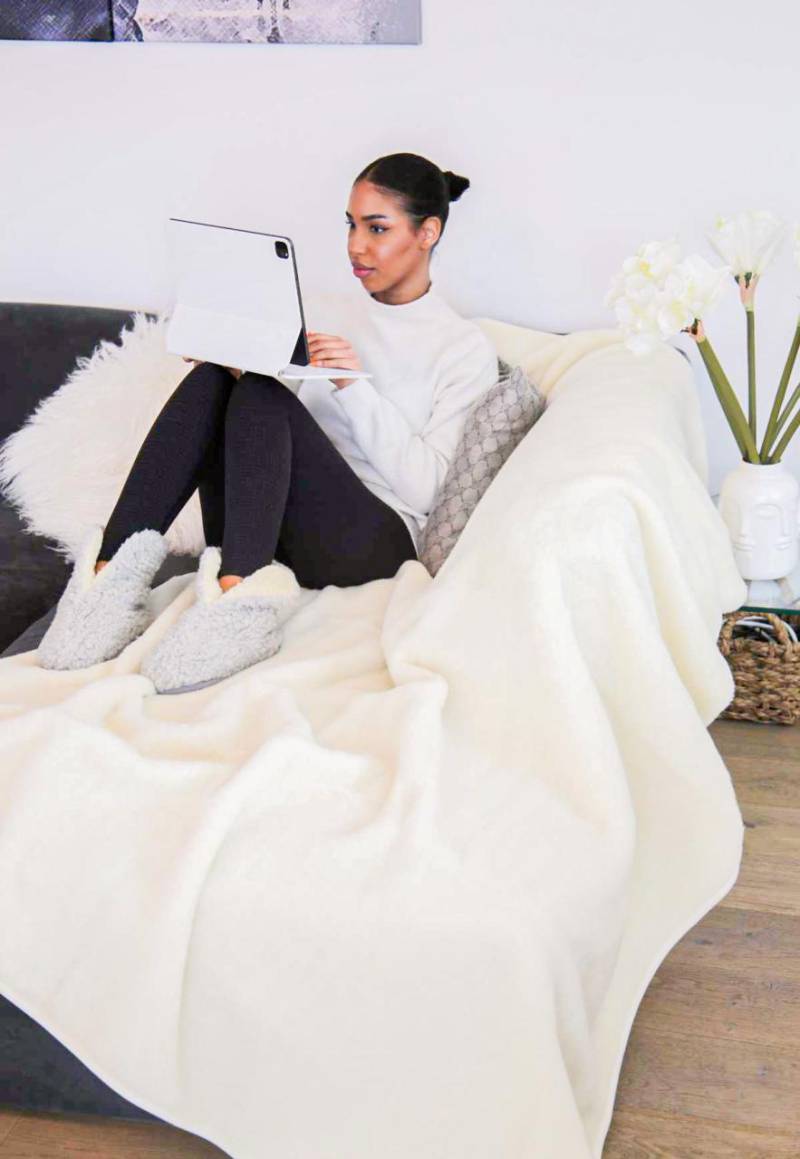 Wolldecke Kaschmir Farbe: Ecru | Größe: 160 x 200 von Hollert