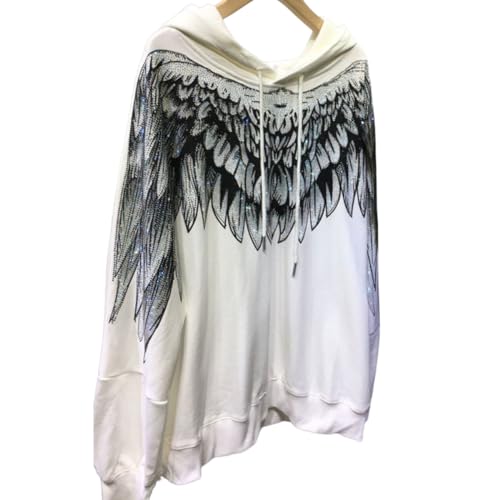 Hollir Tiger Hoodie Damen Oversize Langarmshirt Flügel Strass Grafik Kapuzen Pullover Sweatshirt Y2k Oberteile Streetwear von Hollir Tiger