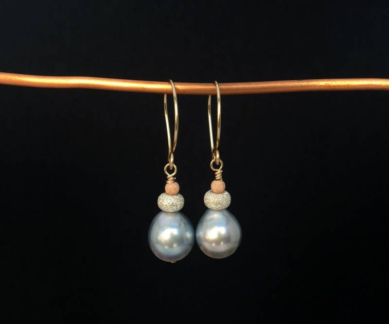 Silber Und Rose Stardust Tahiti Perlen Ohrringe Silber Und Rose Stardust Tahiti Perlen Ohrringe von HollisJjewelry