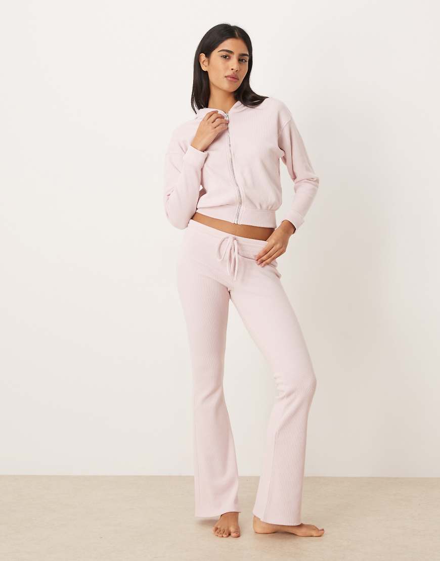 Gilly Hicks - Ausgestellte, gemütliche Hose in Rosa mit mittelhohem Bund und Waffelstruktur, Kombiteil von Hollister