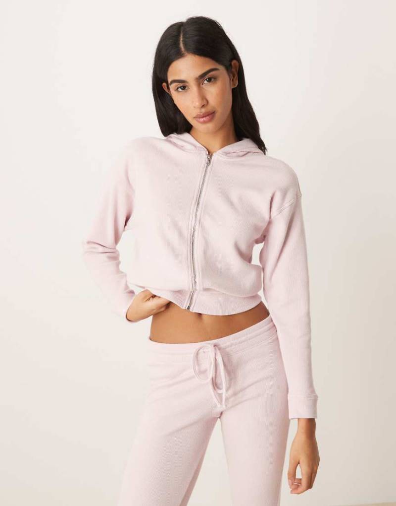 Gilly Hicks - Kapuzenjacke in Rosa mit Waffelstruktur und Reißverschluss, Kombiteil von Hollister