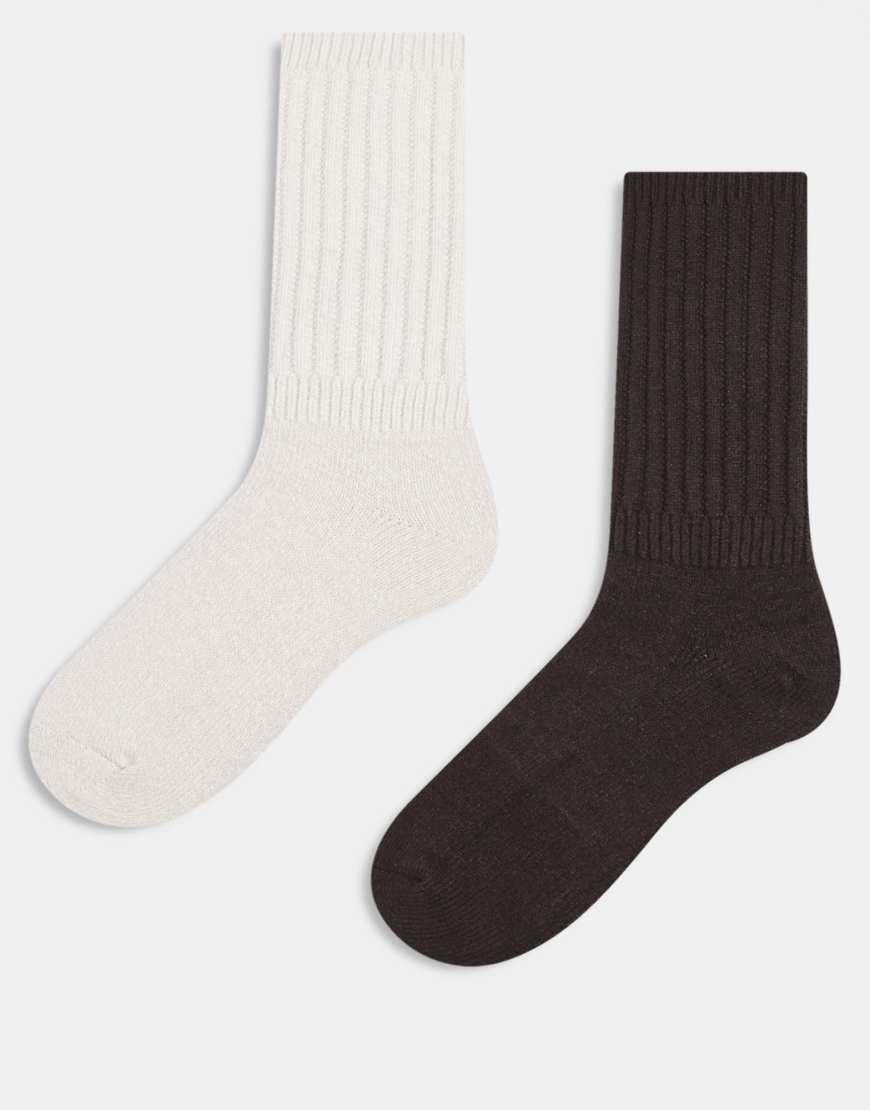 Hollister - 2er-Pack kuschelige Socken in Braun und Cremeweiß-Brown von Hollister