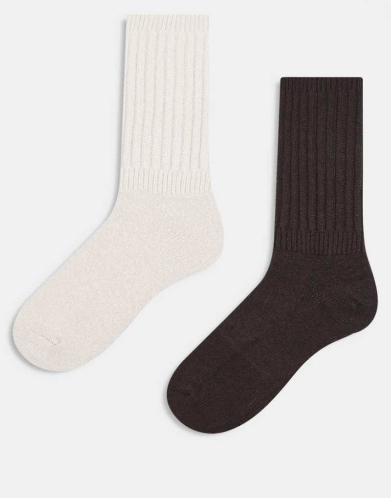 Hollister - 2er-Pack kuschelige Socken in Braun und Cremeweiß-Brown von Hollister